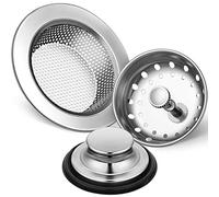 Mudder 3 Tapones para Fregadero de Cocina, tapón de eliminación de Basura, de Acero Inoxidable, Universal, antiobstrucción, Filtro de Fregadero de Cocina, colador de Cesta de tamiz, Borde Ancho para