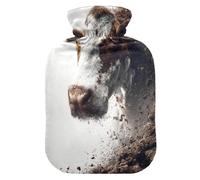 Muddy Cow - Botella de agua caliente 3D con funda suave, bolsa calentadora de 2 L para dolor muscular, dolor muscular