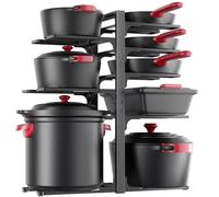 MUDEELA Organizador de ollas y sartenes debajo del gabinete, organizadores de ollas ajustables resistentes de 21 pulgadas de altura, organizadores de gabinete de cocina de 8 niveles y