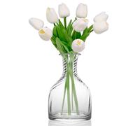 Mudoulu 10 Piezas Tulipanes Artificiales Blancos, Flores Realistas de PU para Decoración del Hogar, Ramos de Boda y Centros de Mesa Elegantes