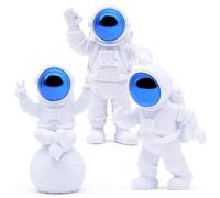 Mudoulu Juego de 3 Figuras Astronauta de Resina, Adornos Decorativos Modernos para Escritorio Estantería o Hogar, Mini Figuras Espaciales con Diseño Minimalista para Decoración