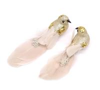 Mudoulu Pájaros Decorativos Artificiales 2 Unidades con Plumas y Clips, Figuras Realistas con Purpurina para Decoración de Jardín, Hogar, Boda, Fiesta y Primavera