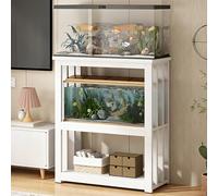 Mueble Acuario de 3 Niveles, Soporte para Pecera Ajustable en Altura, Estante Multifuncional Abierto para Terrarios, Estructura de Acero, Fácil de Montar(White,80x40x100cm)