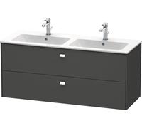 Mueble alto de pared Duravit Brioso 129,0 x 47,9 cm, con 2 cajones, incl. hueco para sifón y delantal, para lavabo ME by Starck 233613, BR410501049, Color: Diseño grafito mate, mango cromado