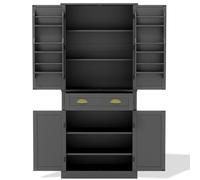 Mueble alto para despensa, módulo buffet, organizador de cocina, estación de cocina, doble puerta, estante de puerta lateral, cajón grande, estantes ajustables, compartimentos interiores, sistema