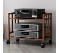 Mueble Amplificador de bambú para Uso doméstico con Ruedas y Base, 2/3/4/5 Niveles, con Estructura de Madera Regulable en Altura, Soporte Audiovisual de pie para salón/Oficina/Cine (2 nivele