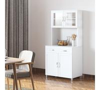 Mueble Aparador auxiliar de Cocina Alacena Buffet Armario de Comedor con Estantes Interiores Ajustables y Cajon 80x48x170 cm