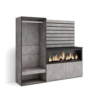 Mueble Aparador con Almacenamiento de167x145x35 cm, Dormitorio, habitación, incluida Iluminacion Led XXL,Vestidor Abierto Acabado Cemento