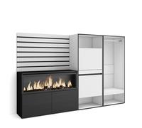 Mueble Aparador de 227x145x35 cm, Aparador Dormitorio, habitación con Iluminacion Led XXL, Zapatero o Vestidor Abierto de diseño Estilo Moderno, Acabado Blanco