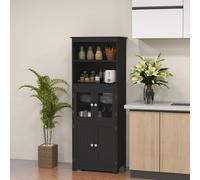 Mueble aparador y buffet de cocina HOMCOM, mueble para vajilla y almacenamiento con 2 nichos, 2 armarios con 4 puertas incluyendo 2 puertas de cristal