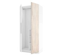 Mueble Armario para Habitación Dormitorio Juvenil Estelle Estilo Nórdico en Color Blanco Mate y Roble Sahara con 2 Puertas 90x200 cm