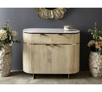 MUEBLE AUX. SEXTANS REDONDEADO MANGO C/SOBRE MARMOL 100X40X80 CMS. 100x40x80 cms