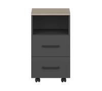 Miroytengo Mueble Auxiliar Cajonera BUC de Oficina Nibis 2 Cajones y 1 Hueco Roble Sonoma y Gris Antracita 40x67x45 cm