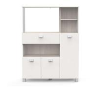 Mueble auxiliar de cocina de suelo con cajones y compartimentos en color blanco mate 132x99cm 99 cm