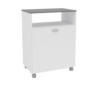 Mueble auxiliar lavandería con ruedas color blanco con tapa gris 80x61 cm