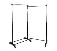 Mueble auxiliar perchero doble con barra giratoria y ruedas 162x168 cm