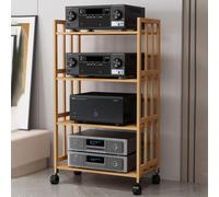 Mueble AV Moderno con Ruedas, Soporte y Base, Ideal para salón, Videojuegos y grabación. Estante esquinero Slish (123x50x38 cm).