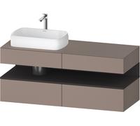 Mueble bajo consola Collection One de Duravit, 2 extraíbles, 2 cajones, recortable a la izquierda, 1400x550x600mm, nicho en grafito supermate, QA4765080430010, Color: Basalto Mate/con iluminaciÃ³n de