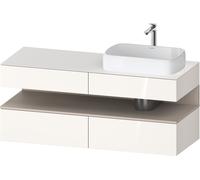 Mueble bajo consola Collection One de Duravit, 2 extraíbles, 2 cajones, recorte a la derecha, 1400x550x600mm, nicho taupe mate, QA4766091220010, Color: Blanco brillo intenso/con iluminaciÃ³n de nicho