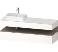 Mueble bajo consola Collection One de Duravit, 2 extraíbles, 2 cajones, recorte a la izquierda, 1600x550x600mm, nicho basalto mate, QA4777043220000, Color: Blanco brillo intenso