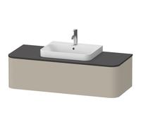 Mueble bajo de lavabo con consola Duravit Happy D.2 Plus, suspendido, 1300x550 mm, 1 extraíble, para lavabos sobre encimera, posición central, HP4942M6060, Color: Seda topo laca mate
