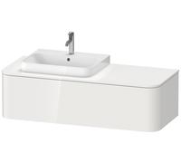 Mueble bajo de lavabo con consola Duravit Happy D.2 Plus, suspendido, 1300x550 mm, 1 extraíble, para lavabos sobre encimera posición izquierda, HP4942L9292, Color: Gris piedra Seda Barniz mate