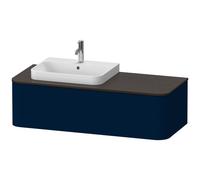 Mueble bajo de lavabo con consola Duravit Happy D.2 Plus, suspendido, 1300x550 mm, 1 extraíble, para lavabos sobre encimera posición izquierda, HP4942L9898, Color: Seda azul noche lacado mate