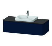 Mueble bajo de lavabo con consola Duravit Happy D.2 Plus, suspendido, 1300x550 mm, 1 extraíble, para lavabos sobre encimera, posición central, HP4942M9898, Color: Seda azul noche lacado mate