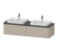 Mueble bajo de lavabo con consola Duravit Happy D.2 Plus, suspendido, 1600x550 mm, 2 extraíbles, para 2 lavabos sobre encimera, HP4946B6060, Color: Seda topo laca mate