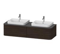 Mueble bajo de lavabo con consola Duravit Happy D.2 Plus, suspendido, 1600x550 mm, 2 extraíbles, para 2 lavabos sobre encimera, HP4946B6969, Color: Nogal cepillado Chapa de madera auténtica