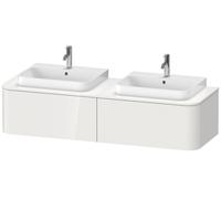 Mueble bajo de lavabo con consola Duravit Happy D.2 Plus, suspendido, 1600x550 mm, 2 extraíbles, para 2 lavabos sobre encimera, HP4946B9292, Color: Gris piedra Seda Barniz mate