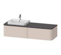 Mueble bajo de lavabo con consola Duravit Happy D.2 Plus, suspendido, 1600x550 mm, 2 extraíbles, para lavabos sobre encimera posición izquierda, HP4944L83830010, Color: Decoración en color topo superm