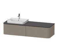 Mueble bajo de lavabo con consola Duravit Happy D.2 Plus, suspendido, 1600x550 mm, 2 extraíbles, para lavabos sobre encimera posición izquierda, HP4944L9292, Color: Gris piedra Seda Barniz mate