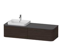 Mueble bajo de lavabo con consola Duravit Happy D.2 Plus, suspendido, 1600x550 mm, 2 extraíbles, para lavabos sobre encimera posición izquierda, HP4944L6969, Color: Nogal cepillado Chapa de madera aut
