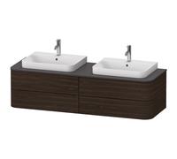 Mueble bajo de lavabo con consola Duravit Happy D.2 Plus, suspendido, 1600x550 mm, 4 cajones, para 2 lavabos con mueble, HP4964B6969, Color: Nogal cepillado Chapa de madera auténtica
