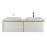 Mueble bajo de lavabo con consola Duravit Happy D.2 Plus, suspendido, 1600x550 mm, 4 cajones, para 2 lavabos con mueble, HP4964B3939, Color: Nórdico Seda blanca laca mate