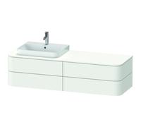 Mueble bajo de lavabo con consola Duravit Happy D.2 Plus suspendido, 1600x550 mm, 4 cajones, para lavabo con mueble posición izquierda, HP4963L3636, Color: Blanco seda lacado mate