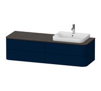 Mueble bajo de lavabo con consola Duravit Happy D.2 Plus suspendido, 1600x550 mm, 4 cajones, para lavabo con mueble posición derecha, HP4963R9898, Color: Seda azul noche lacado mate