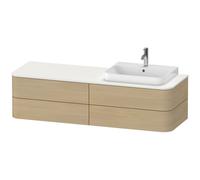 Mueble bajo de lavabo con consola Duravit Happy D.2 Plus suspendido, 1600x550 mm, 4 cajones, para lavabo con mueble posición derecha, HP4963R7171, Color: Roble mediterráneo Chapa de madera auténtica