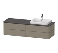 Mueble bajo de lavabo con consola Duravit Happy D.2 Plus suspendido, 1600x550 mm, 4 cajones, para lavabo con mueble posición derecha, HP4963R9292, Color: Gris piedra Seda Barniz mate