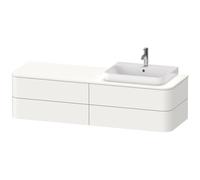 Mueble bajo de lavabo con consola Duravit Happy D.2 Plus suspendido, 1600x550 mm, 4 cajones, para lavabo con mueble posición derecha, HP4963R3636, Color: Blanco seda lacado mate