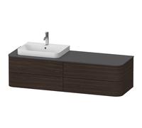 Mueble bajo de lavabo con consola Duravit Happy D.2 Plus suspendido, 1600x550 mm, 4 cajones, para lavabo con mueble posición izquierda, HP4963L6969, Color: Nogal cepillado Chapa de madera auténtica