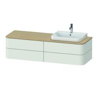 Mueble bajo de lavabo con consola Duravit Happy D.2 Plus suspendido, 1600x550 mm, 4 cajones, para lavabo con mueble posición derecha, HP4963R3939, Color: Nórdico Seda blanca laca mate