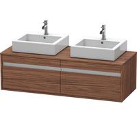 Mueble bajo de lavabo consola Ketho de Duravit, suspendido, 1400x426x550 mm, 2 extraíbles, para 2 lavabos sobre encimera, por ambos lados, KT6697B2121, Color: Decoración nogal oscuro
