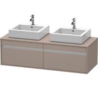 Mueble bajo de lavabo consola Ketho de Duravit, suspendido, 1400x426x550 mm, 2 extraíbles, para 2 lavabos sobre encimera, por ambos lados, KT6697B4343, Color: Decoración Basalto Mate