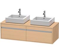 Mueble bajo de lavabo consola Ketho de Duravit, suspendido, 1400x426x550 mm, 2 extraíbles, para 2 lavabos sobre encimera, por ambos lados, KT6697B3030, Color: Decoración roble natural
