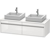 Mueble bajo de lavabo consola Ketho de Duravit, suspendido, 1400x426x550 mm, 2 extraíbles, para 2 lavabos sobre encimera, por ambos lados, KT6697B2222, Color: Decoración blanca de alto brillo