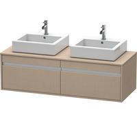 Mueble bajo de lavabo consola Ketho de Duravit, suspendido, 1400x426x550 mm, 2 extraíbles, para 2 lavabos sobre encimera, por ambos lados, KT6697B7575, Color: Decoración de lino