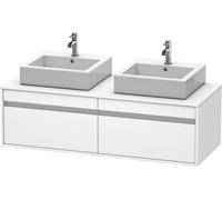 Mueble bajo de lavabo consola Ketho de Duravit, suspendido, 1400x426x550 mm, 2 extraíbles, para 2 lavabos sobre encimera, por ambos lados, KT6697B1818, Color: Blanco Mate Decoración