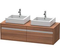 Mueble bajo de lavabo consola Ketho de Duravit, suspendido, 1400x426x550 mm, 2 extraíbles, para 2 lavabos sobre encimera, por ambos lados, KT6697B7979, Color: Nogal natural decorado
